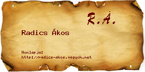 Radics Ákos névjegykártya